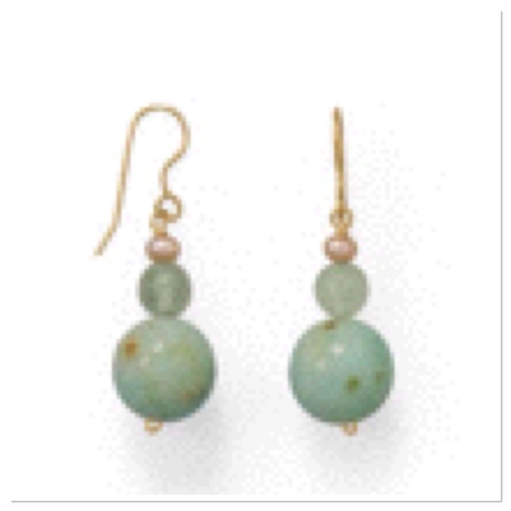 Minty fresh green agate stone earrings